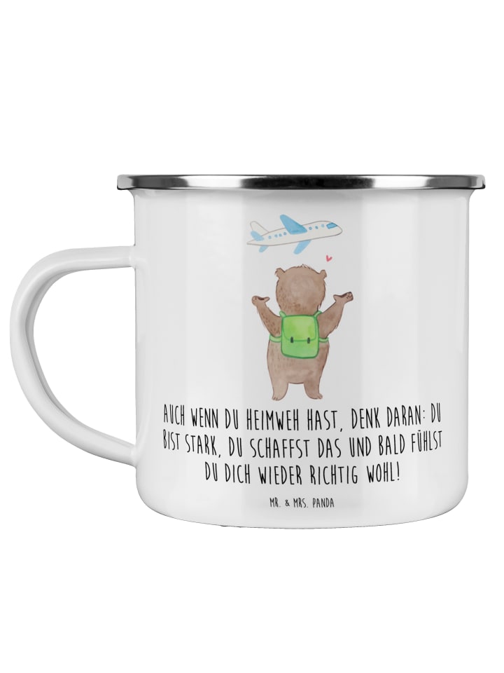 Becher Heimweh überwinden mit Spruch in Weiß
