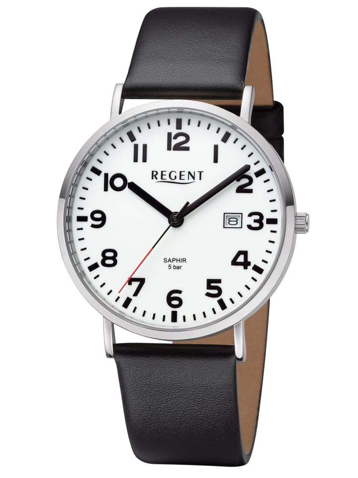 Herrenuhr mit Leuchtendem Zifferblatt Weiß / Schwarz / Silber
