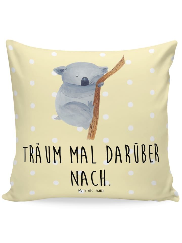 Kissen Koalabär mit Spruch in Gelb Pastell