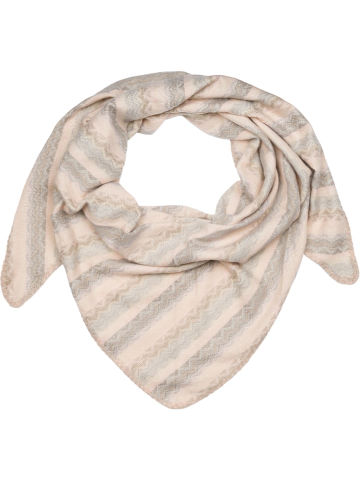 Dreieckstuch mit Zick-Zack Webmuster in Rose-Beige-Grau