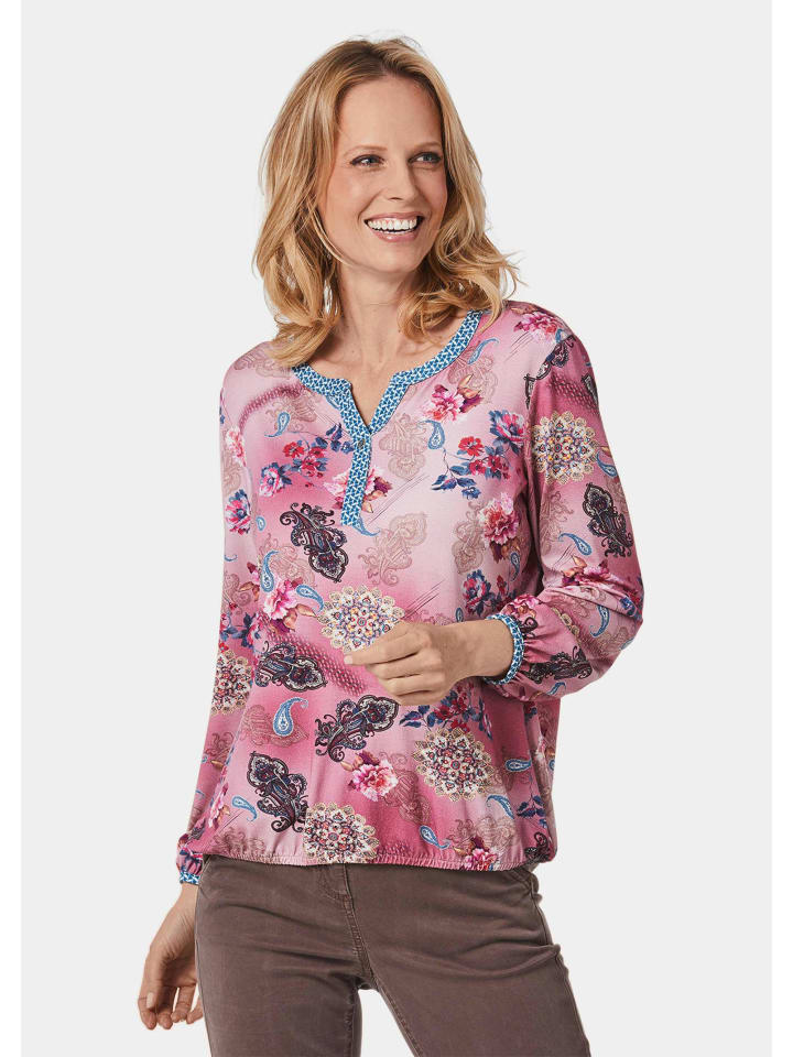 Paisley-Druckshirt mit schönem Ausschnitt in bordeaux / gemustert