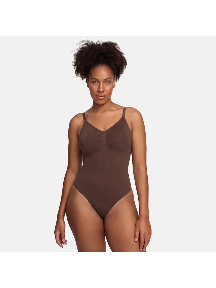 Figurformender Body mit Slip in Braun