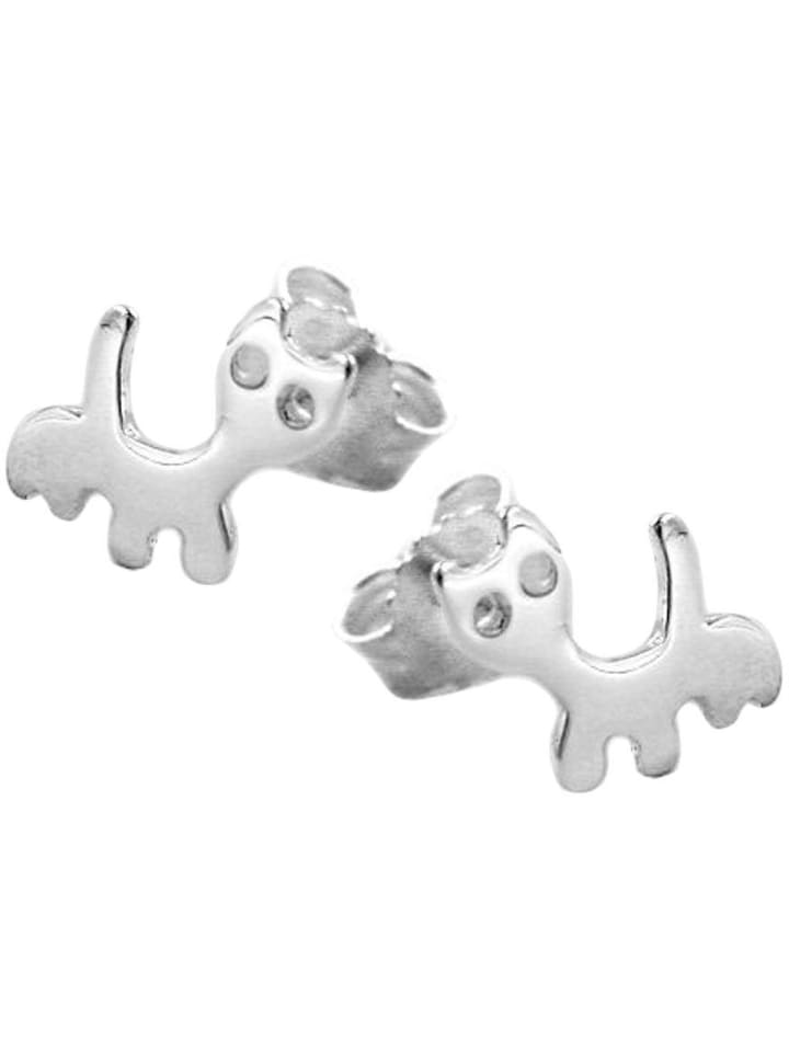 Ohrstecker Ohrring 6x6,5mm Katze glänzend Silber 925 in silber