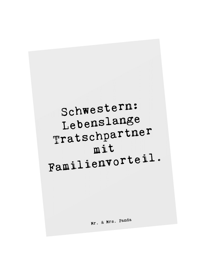 Postkarte Schwestern Tratschpartner mit Spruch in Weiß