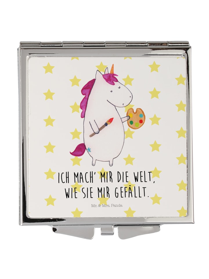 Kleiner Spiegel Einhorn Künstler mit Spruch in Weiß