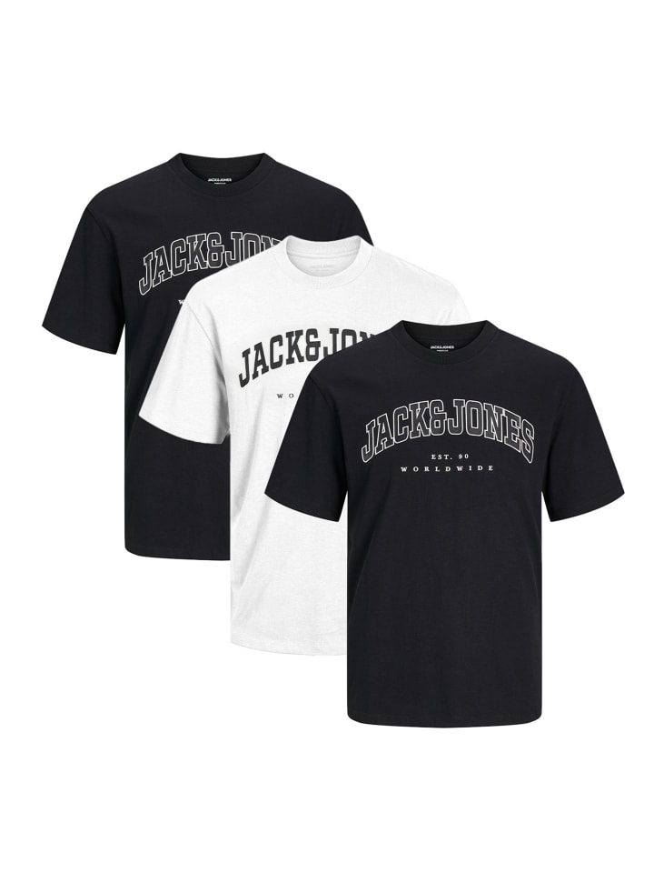 T-Shirt Caleb Varsity in Schwarz / weiß