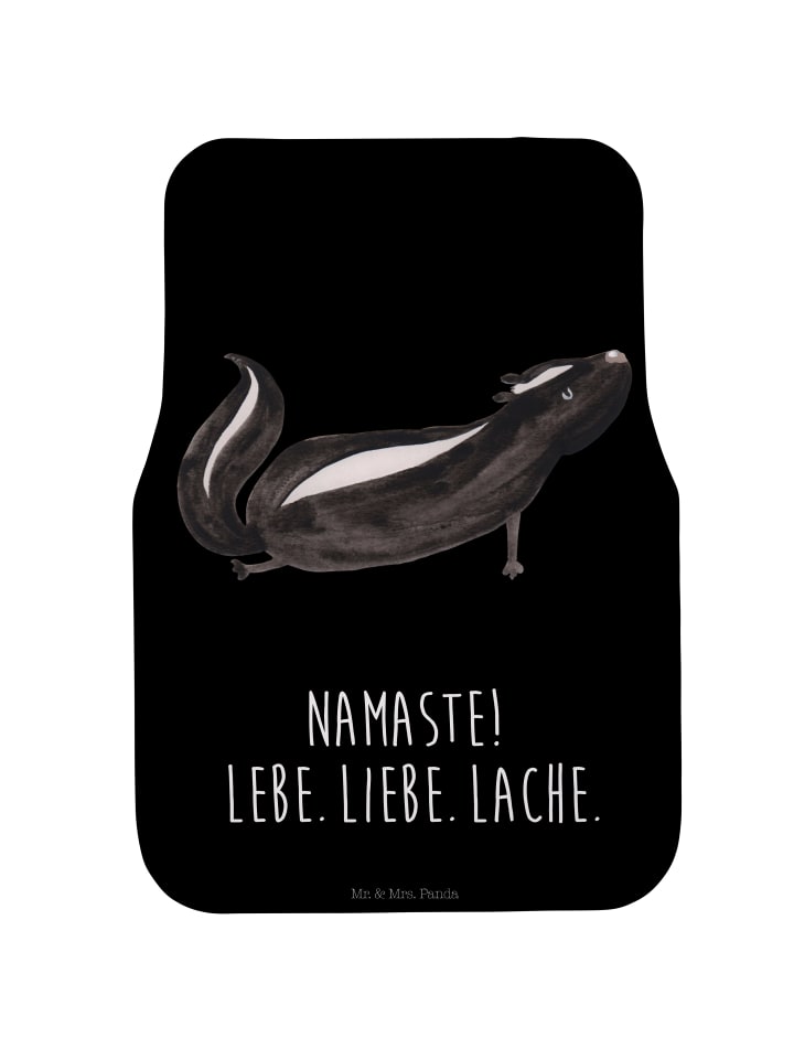 Automatte Stinktier Yoga mit Spruch in Schwarz
