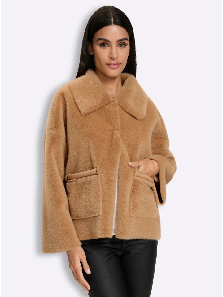 Fellimitat-Jacke in camel