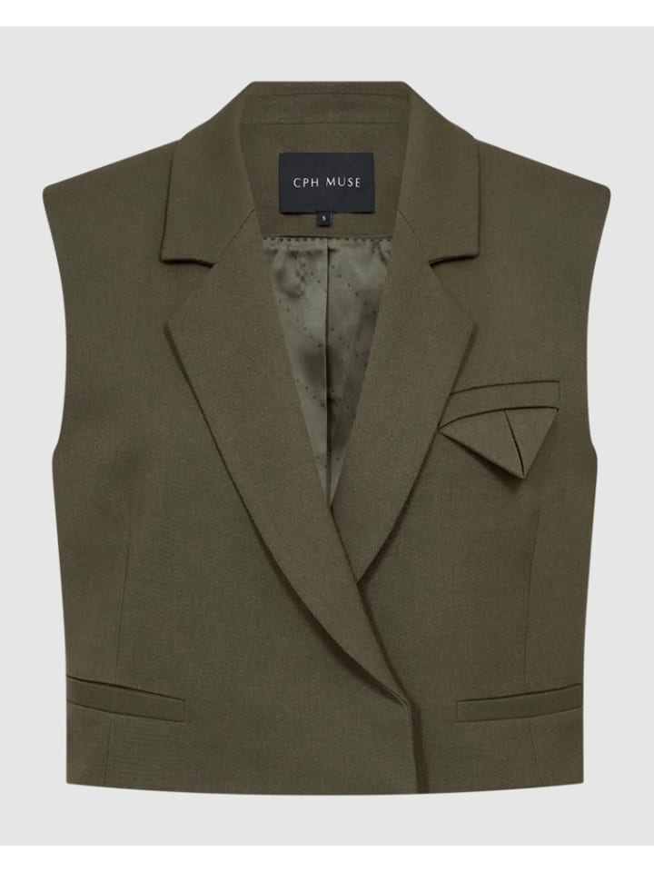 Kurze Weste CMTAILOR-SHORT-WAISTCOAT in Ivy Green Melan