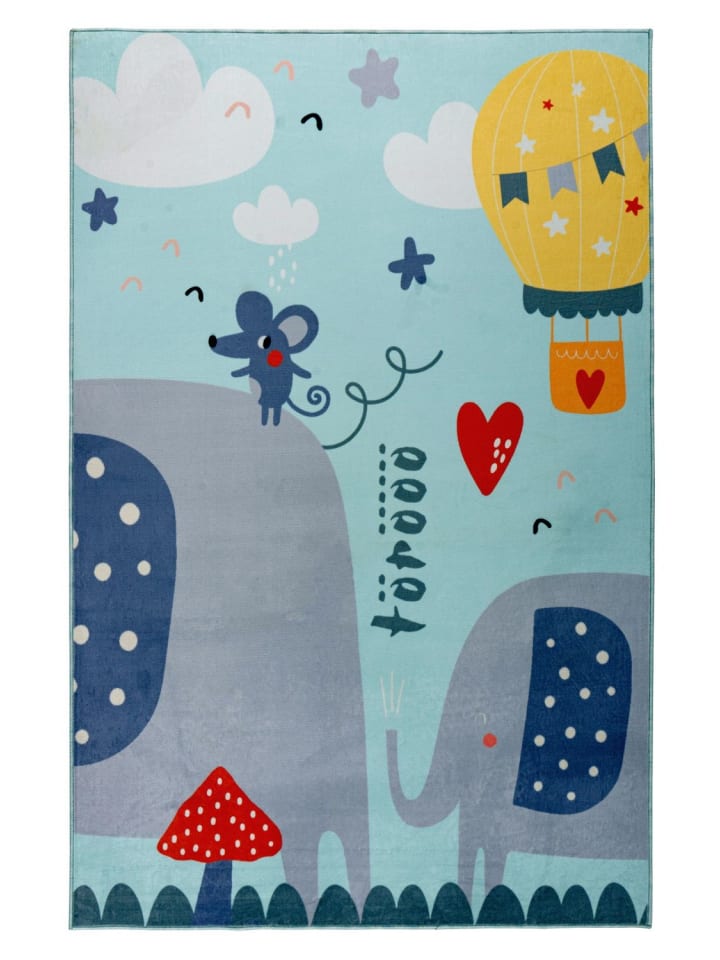 Kurzflor Teppich Wiebke 130 in Blau