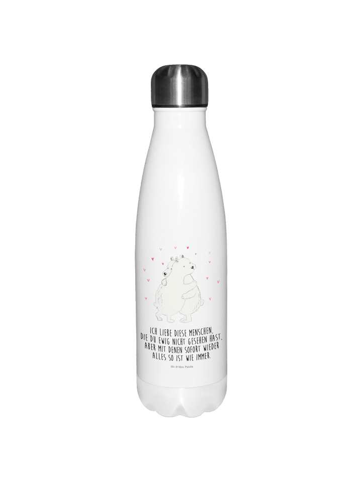 Thermos Eisbär Umarmen mit Spruch in Weiß