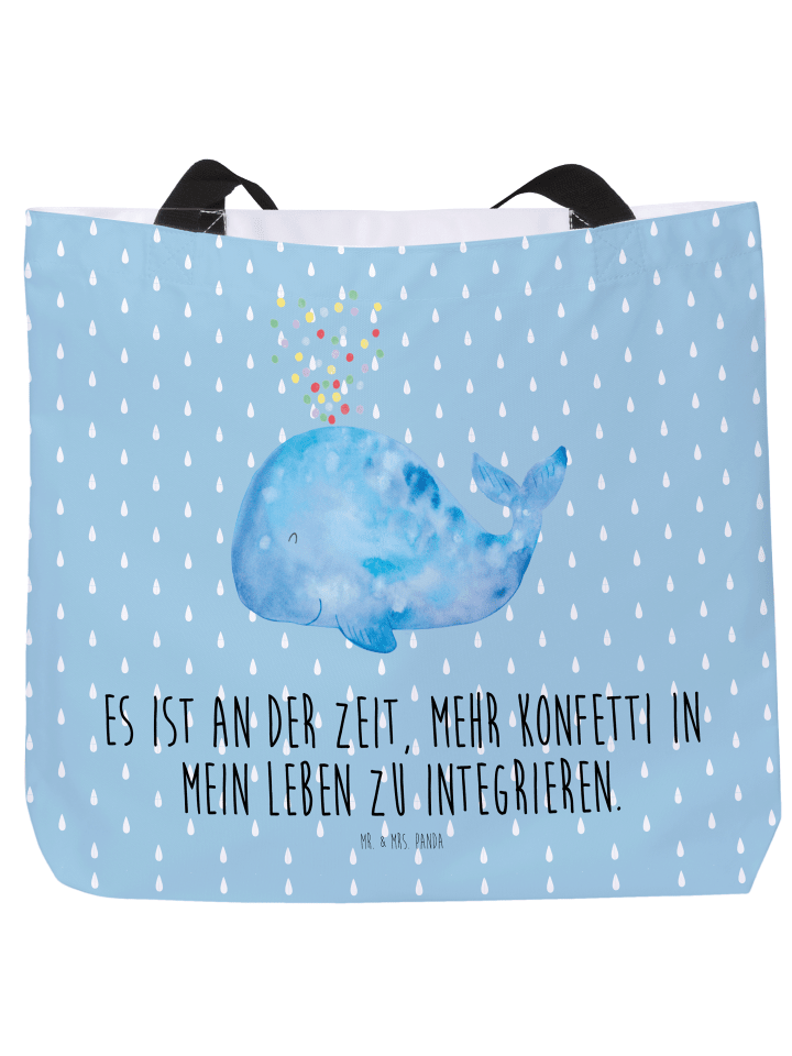 Tote Bag Wal Konfetti mit Spruch in Blau Pastell
