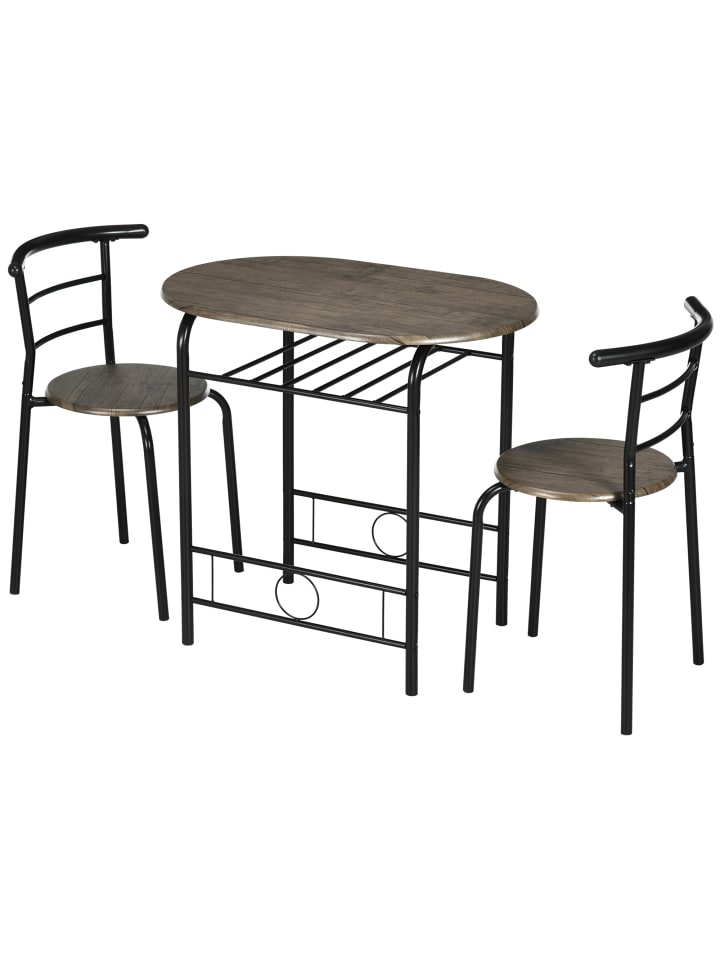 Essgruppe in Schwarz 80L x 53B x 74,5H cm