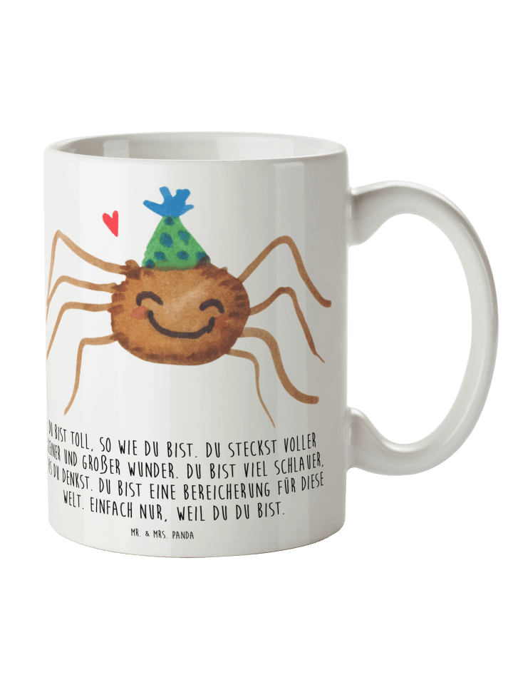 Kaffeebecher Spinne Agathe Party mit Spruch in Weiß
