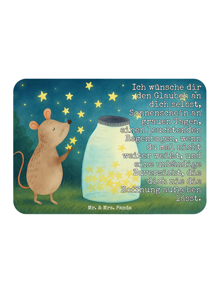 Kühlschrankmagnet Maus Sterne Design mit Spruch in Weiß