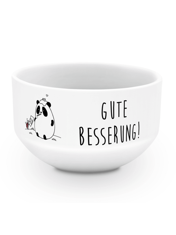 Salatschälchen Panda Gute Besserung mit Spruch in Weiß