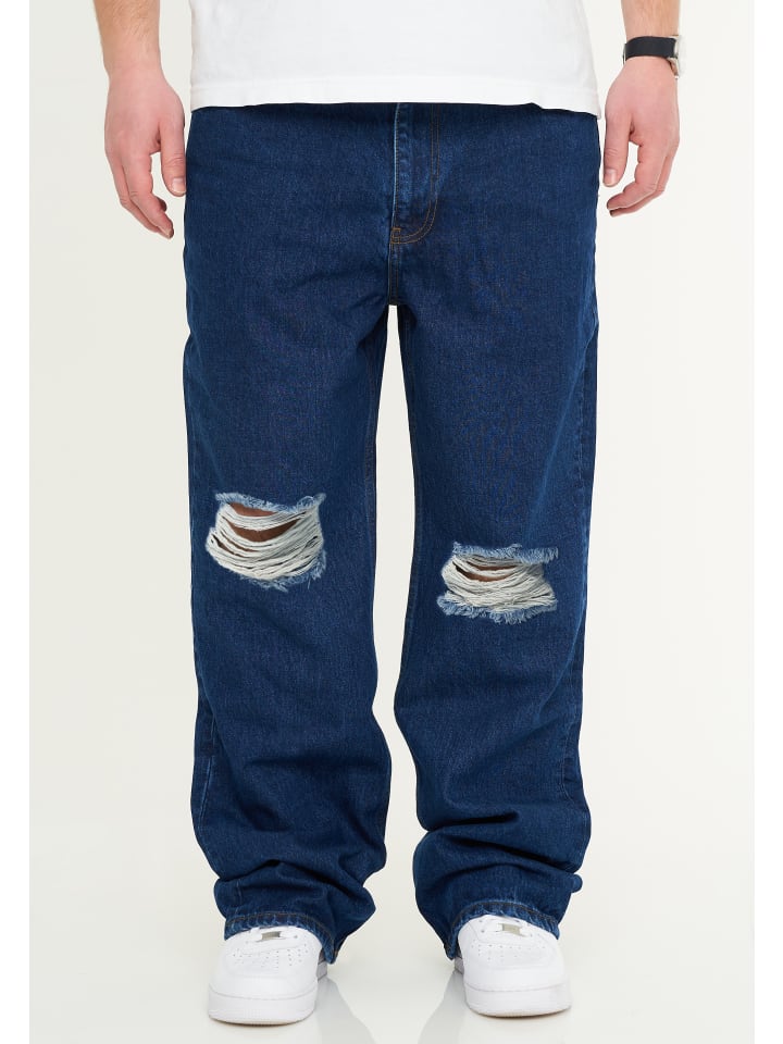 Jeans - DCPAPILON Lange Hose Ripped Loose-Fit Baggy in Medium Blue