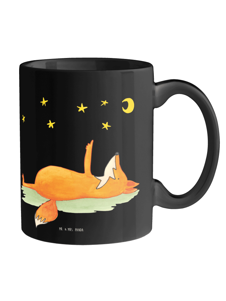 Tasse Fuchs Sterne ohne Spruch in Schwarz