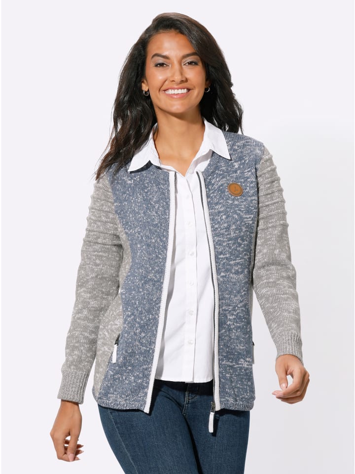 Strickjacke in grau-rauchblau-meliert