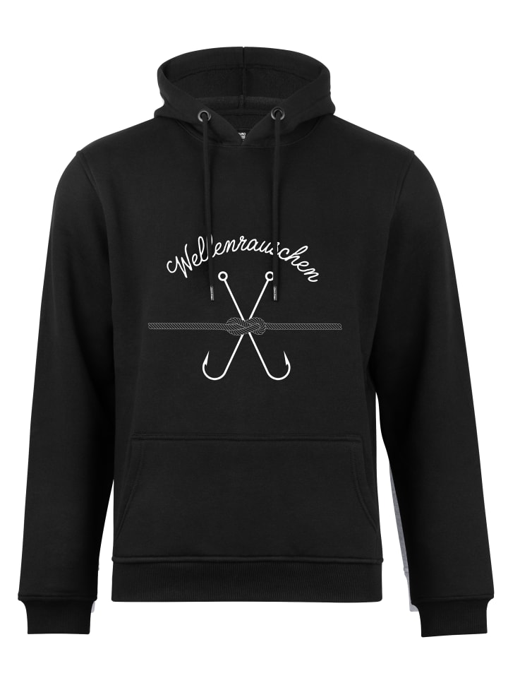 Kapuzensweatshirt Anker - Wellenrauschen in schwarz