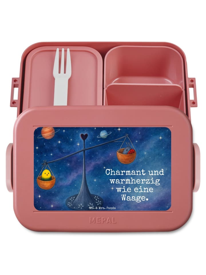 Snackbox Sternzeichen Waage Design mit Spruch in Rot Pastell