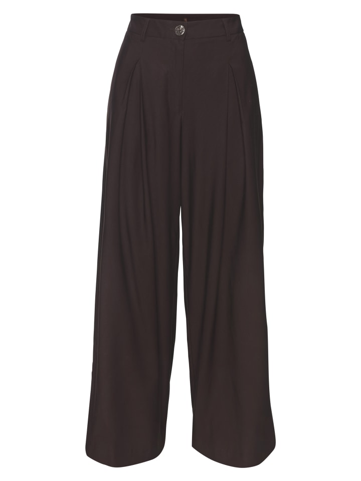 Bundfaltenhose in dunkelbraun