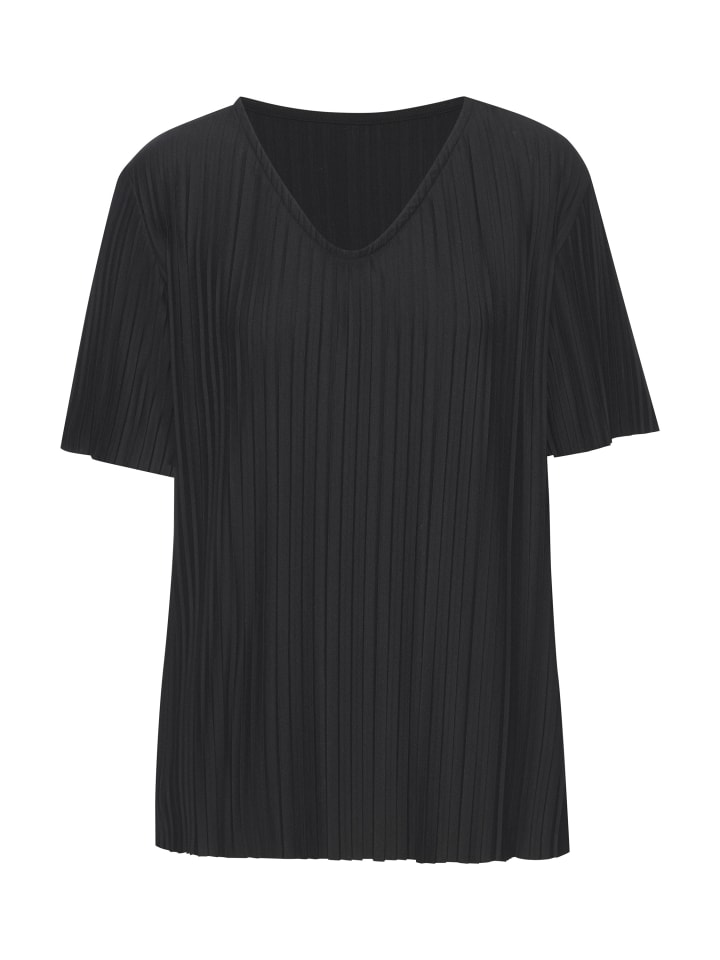Plisseeshirt in schwarz