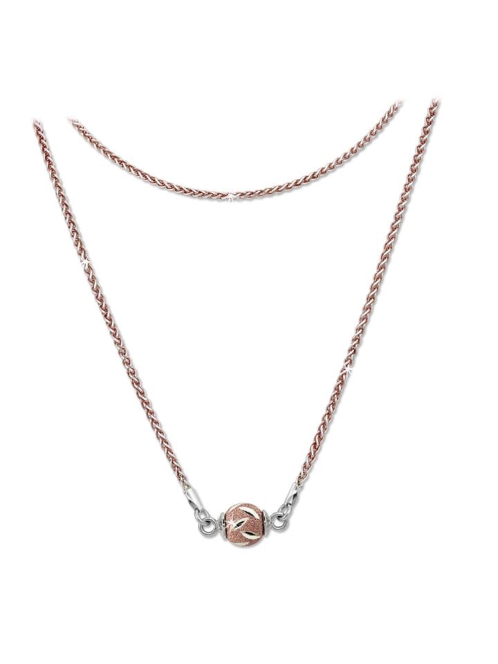 925 Silber vergoldet (Roségold 333) Damen SilberDream Halskette Kugel ca. 46cm