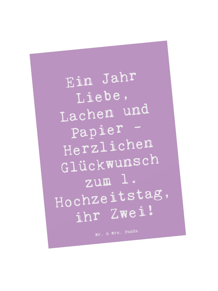 Postkarte Spruch 1. Hochzeitstag Papierhochzeit... in Lavendeltraum