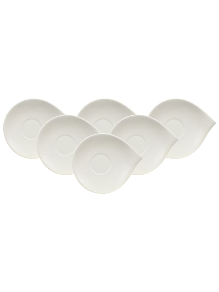 6er Set Kaffeeuntertassen Flow in Weiß 18 x 15 cm