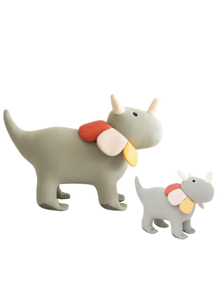 2er-Set Triceratops in Grau – (B)90 x (H)65 x (T)36 cm