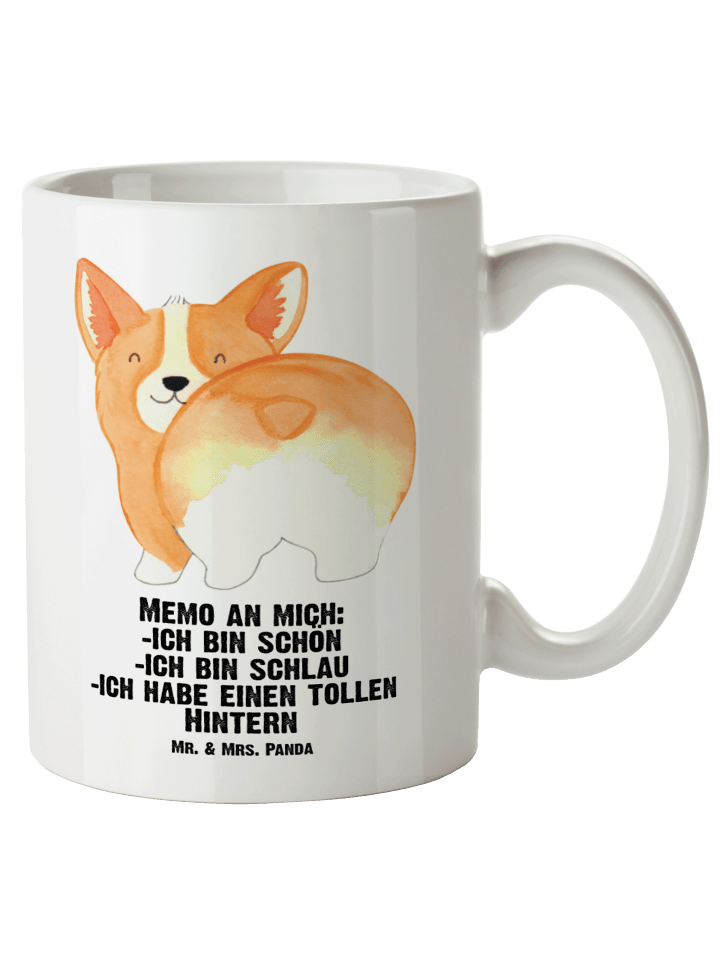 Kaffeetasse Corgi Po mit Spruch in Weiß