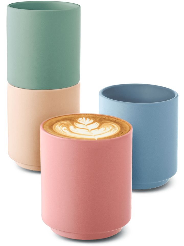 Cappuccino Tassen 4er Set - Pastellfarben aus Keramik