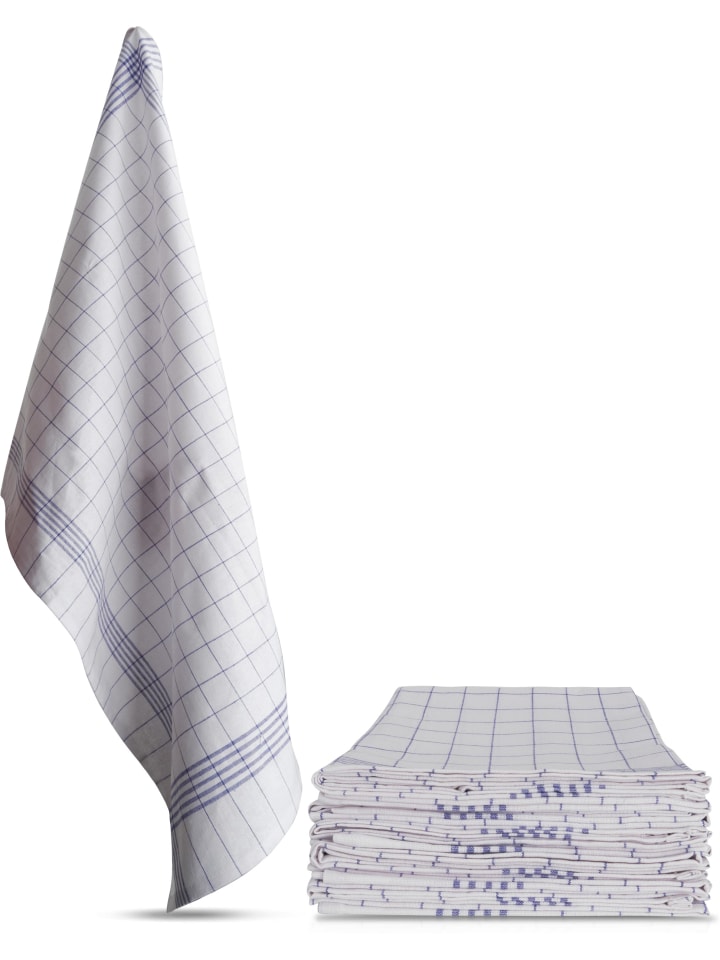 10 Geschirrtücher Classic in Weiß/Blau