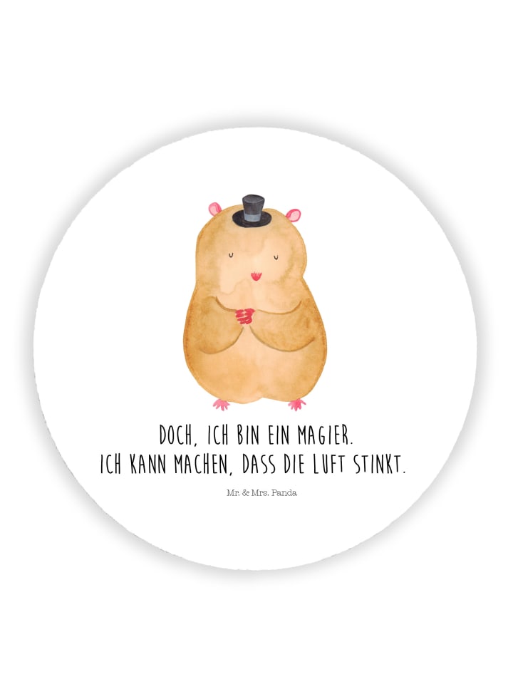 Kühlschrankmagnet Hamster Hut mit Spruch in Weiß