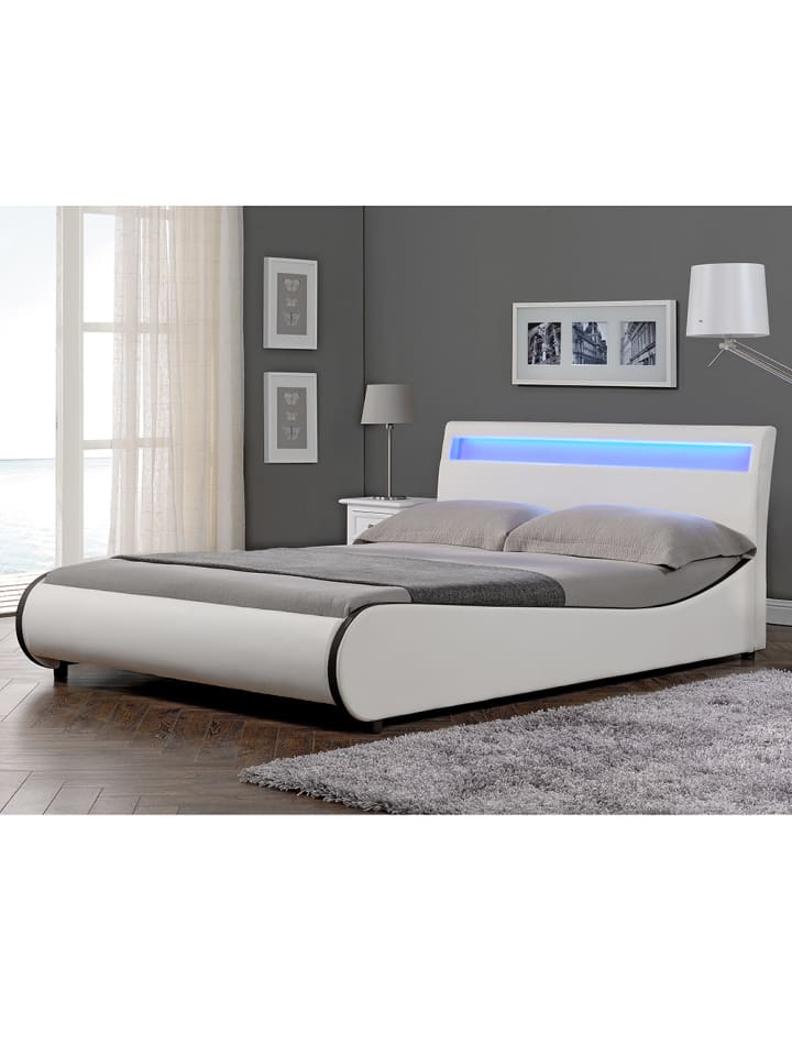 Corium LED Valencia Polsterbett in Weiß (B)180cm