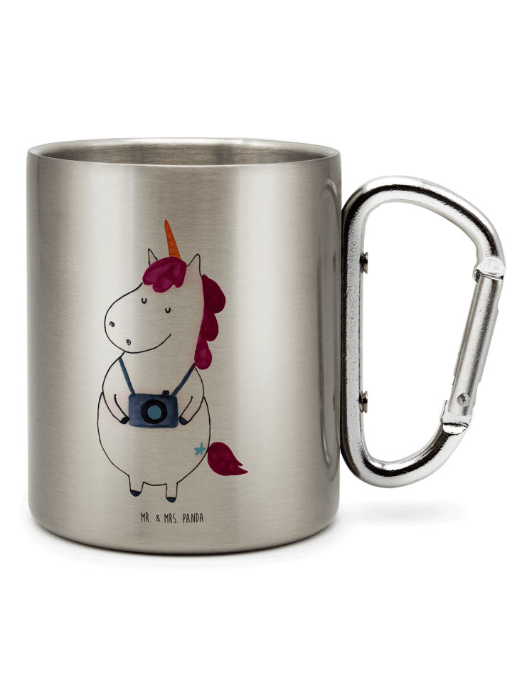 Becher Einhorn Fotograf ohne Spruch in Silber