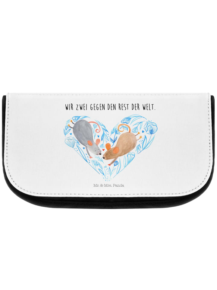 Waschtasche Mäuse Herz mit Spruch in Weiß