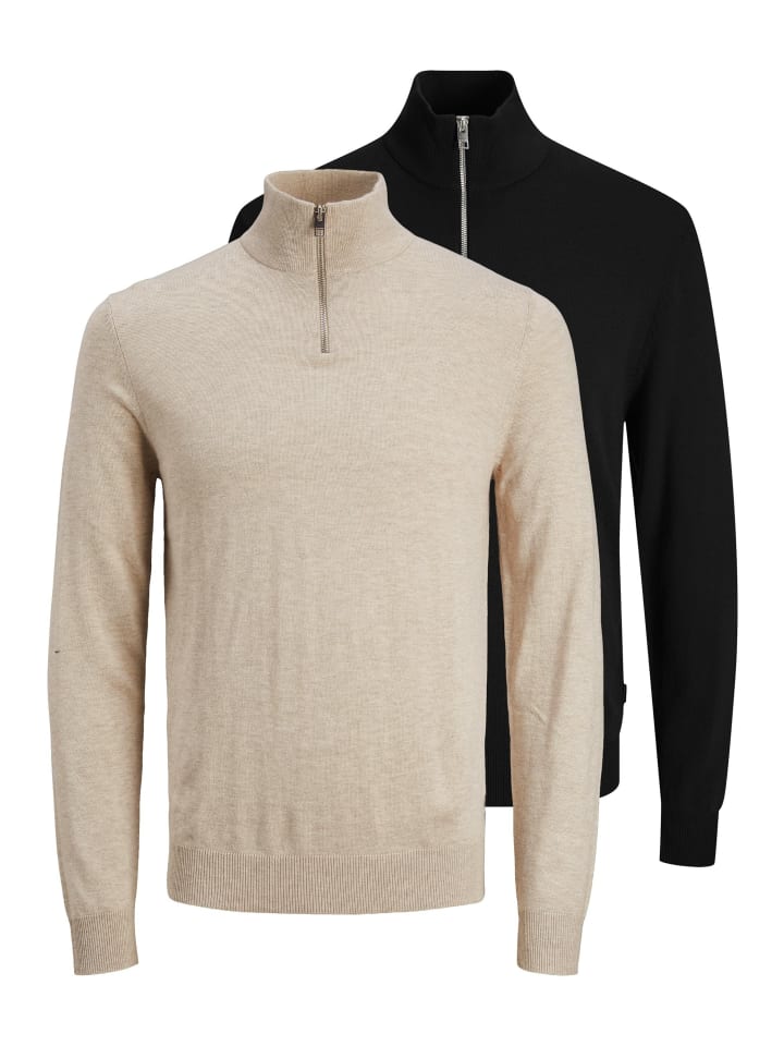 Troyer Emil Knit in Schwarz / beige