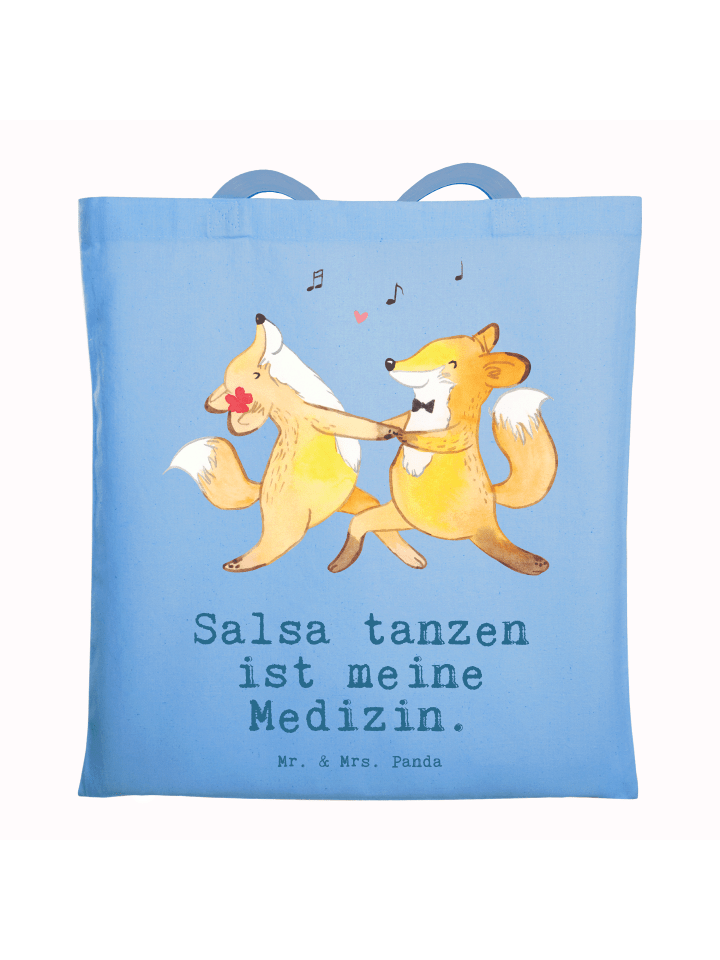 Tasche Füchse Salsa tanzen mit Spruch in Sky Blue