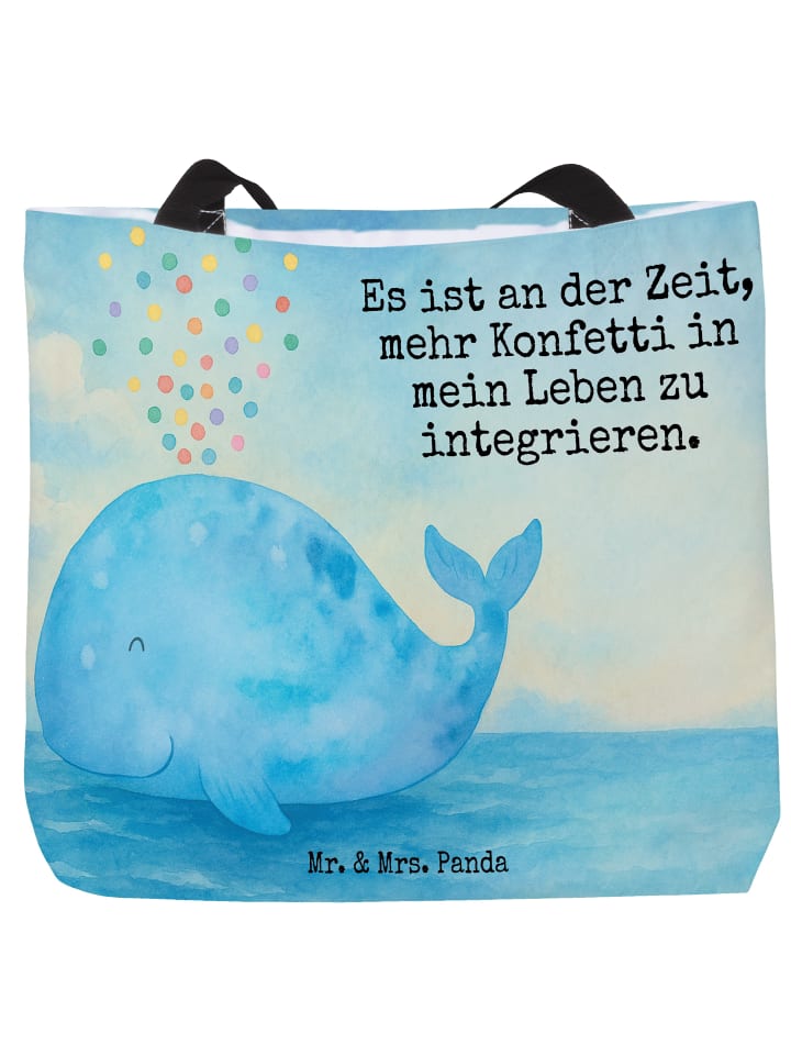 Schultertasche Wal Konfetti Design mit Spruch in Weiß