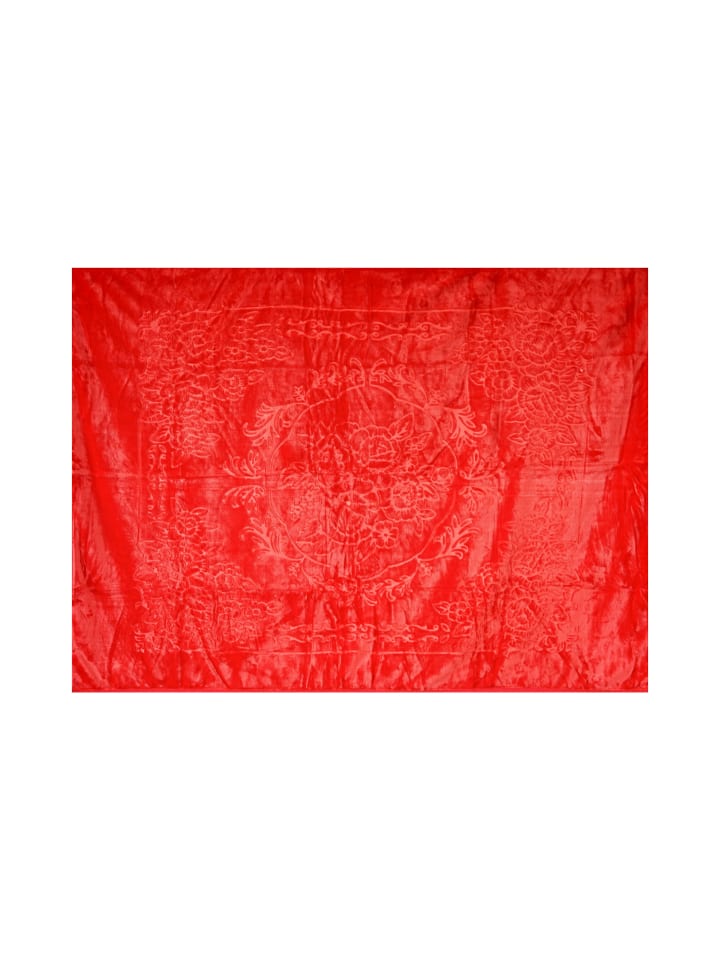 Almina Extra Weiche Wolldecke 160x220 cm 100% PES mit Blumen in Rot
