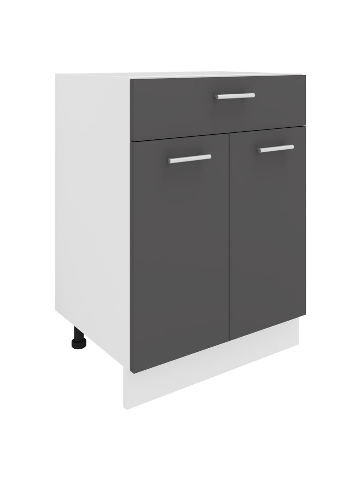 Küchenschrank B 60 cm Unterschrank Schublade Esilo in Weiß / Anthrazit