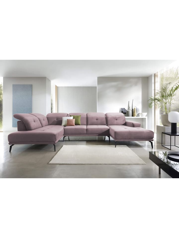 Brita Recamiere Links in Staubige Rose - (L) 205 x (B) 350 x (H) 107 cm