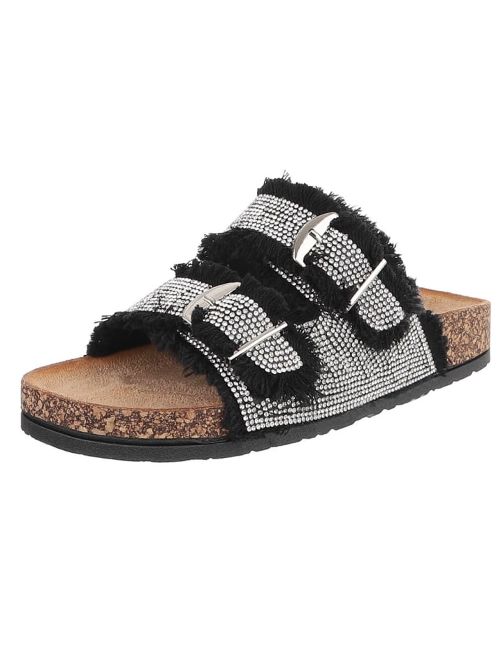 Sandale & Sandalette in Schwarz und Silber