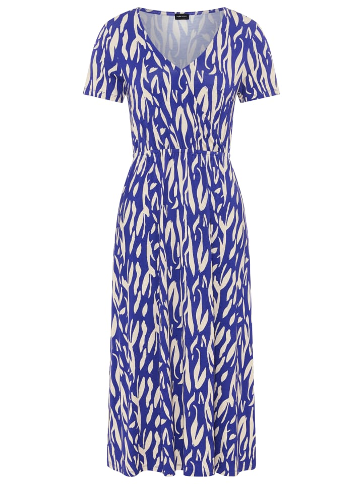 Midikleid in royalblau-gemustert