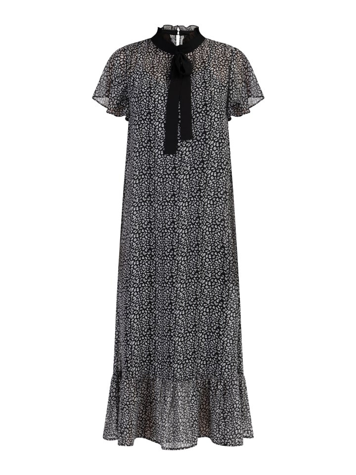 Damen Midikleid Aus Chiffon in Schwarz Weiss