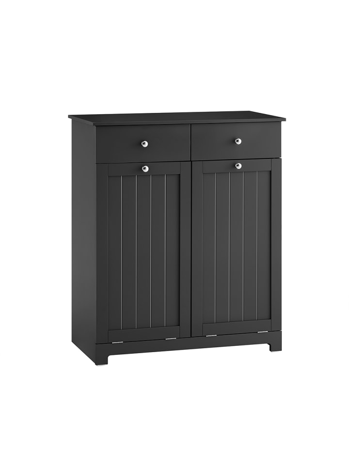 Wäschekorb-Schrank in Matt-Schwarz - (W) 38 x (H) 90 x (L) 78 cm