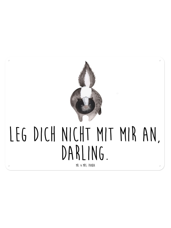 Blechschild Stinktier Angriff mit Spruch in Weiß