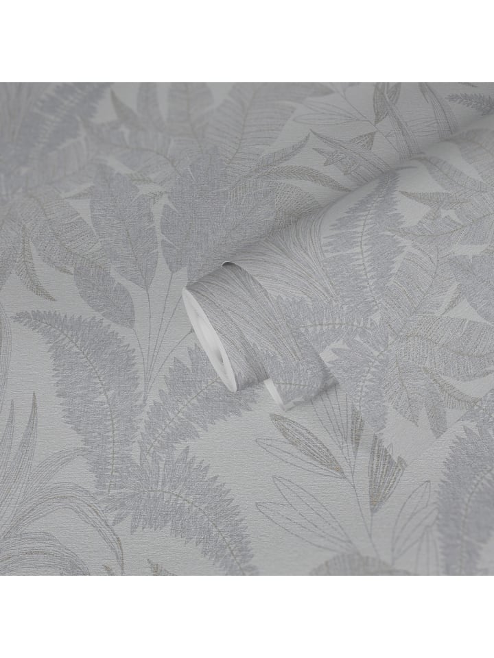 Tapete Botanical Whisper in Perlmutt-Silber